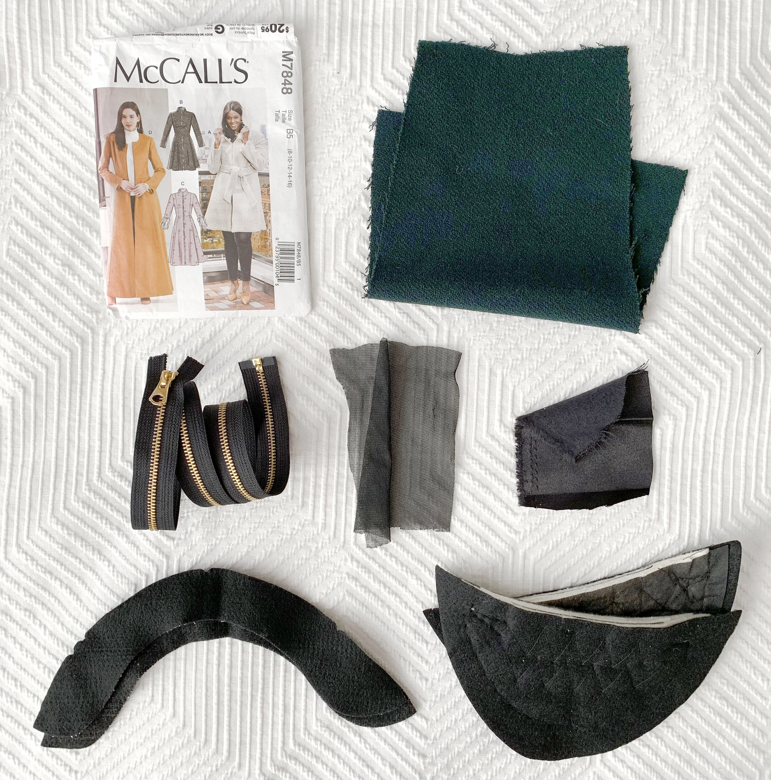 【BAON】Pincoy over quilted collar padding McCALLS 7848 - SEWING A COAT PART 1: FABRIC & NOTIONS